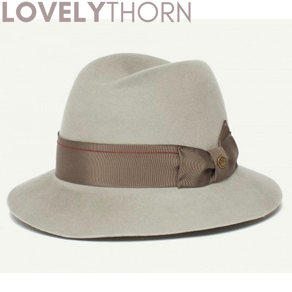 GOORIN BROS // ltd ed bourbon rocks grey-bone fedora-cloche grosgrain ribbon